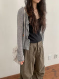 Barimi Lace Ribbed U-Neck Summer Cardigan