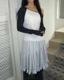 Harn Jacquard Diagonal Shirring Midi Skirt