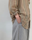 [unisex] Pweep Vintage Stripe Over Linen Shirt