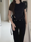 High Waist Black Bootcut Pants