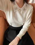 Nemyu Pearl Cubic Lace Collar Knit