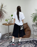 Linen graphic bermuda pants