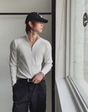 Jireon Half Zip-Up Ribbed Long Sleeve T-Shirt