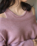 Sotel Sleeveless Layered Off-Shoulder Knit Set