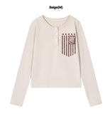 GRAR FLAG Henley Neck Long Sleeve T-Shirt