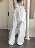 Hight Cotton String Two Way Cargo Long Jogger Wide Pants