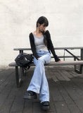 Roble Back Pocket Bootcut Washing Denim Pants