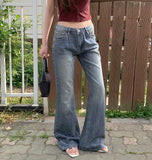 Slim Low-Rise Lightweight Semi Long Bootcut Denim Pants
