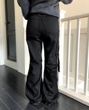 Denu cargo strap bootcut denim pants