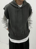 Overhole Hooded Neck Knit Vest