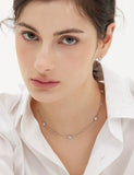Essence Silver (W) Moissanite Flower Station Necklace