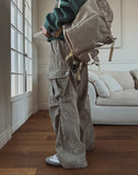Basic Corduroy Cargo Parachute Pants