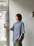 [unisex] Hyotao Check Over Short Sleeve Shirt