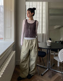 Titi wrinkle see-through layered long sleeves