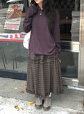 Kohyuri Check Frill Banding Long Skirt