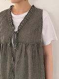 Utant Layered Check Frill Sleeveless Blouse