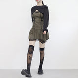 fuzzy corset lace one piece