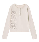 BONE WINGS Henley Neck Long Sleeve T-shirt