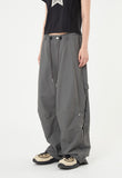 Work incision rivet nylon wide pants