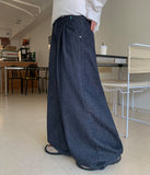 Todaki Raw Pintuck Wide Denim Pants