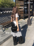 Se-eun Color Matching Nylon Wide Pants