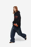 Wide cut cargo denim pants