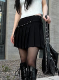 Eyelet Belt Pleats Skirt