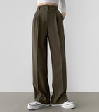 Slacks Flower Two Pintuck Inner Clip Wide Slacks Pants
