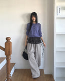 Jetso Layered Checkered Micro Mini Skirt Belt