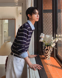 Kesio Multi-Stripe Henley Neck Knit