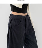 Corduroy Hem Snap Folding Cut Long Wide Pants