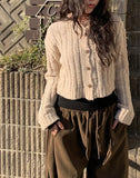 Aring Boucle Knit Ribbed Crop Cardigan