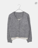 Meko Color Matching Layered Double Long Sleeve Knit Cardigan