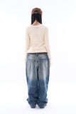 Need wool crop round-neck cardigan