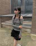 Reno Tiered Pleated Punching Mini Skirt