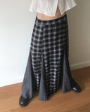 Kure check color matching long skirt