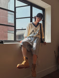 New York color matching v-neck knit