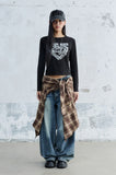 (W) DOODLE HEART LONG SLEEVE