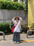 [BAONHAUS] Zmenz Seersucker Summer Banding Wide Pants