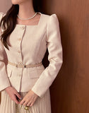 Roche Square Peplum Tweed Jacket
