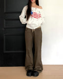 Emin Color Matching Banding Strap Pocket Bootcut Training Long Pants