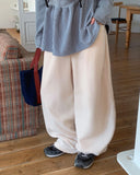 [unisex] Hillo Check Fleece Balloon Wide Brushed Pants