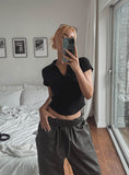 Heavy Double Knee Pintuck Wide String Pants