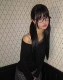 Elan Color Matching Shirring One-Shoulder Long-Sleeve T-Shirt