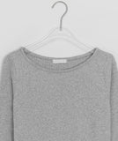 Gillen Peach Fuzz Boat Neck Ribbed Long Sleeve Tee
