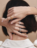 Champagne Full Moon Slim Silver Ring M