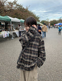 [unisex] Dokoe Check String Over Hood Shirt