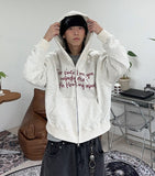 Raton Crop Lettering Brushed Hood Zip-Up