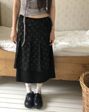 Kiko Dot Nylon Layered Pleated Midi Skirt