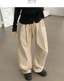 Autumn Peach Processed Pintuck Loose Wide Fit Banding Cotton Pants